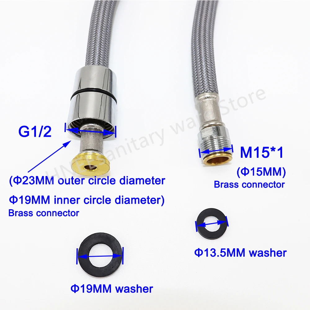 50cm/60cm/85cm/150cm F1/2 M15* - đánh giá và giá Flexible Hose Braided